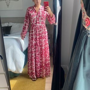 Red floral maxi dress
